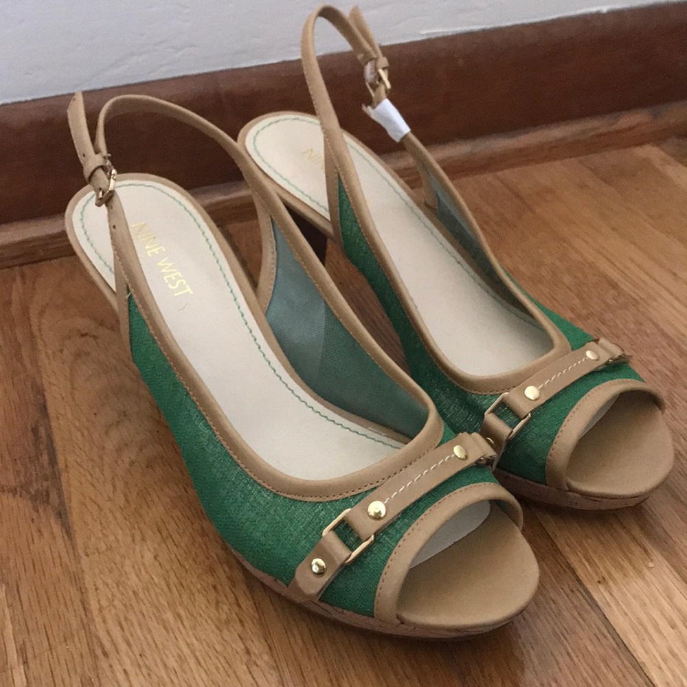 Nine West Kylie Sling Back Peep Toe Heels